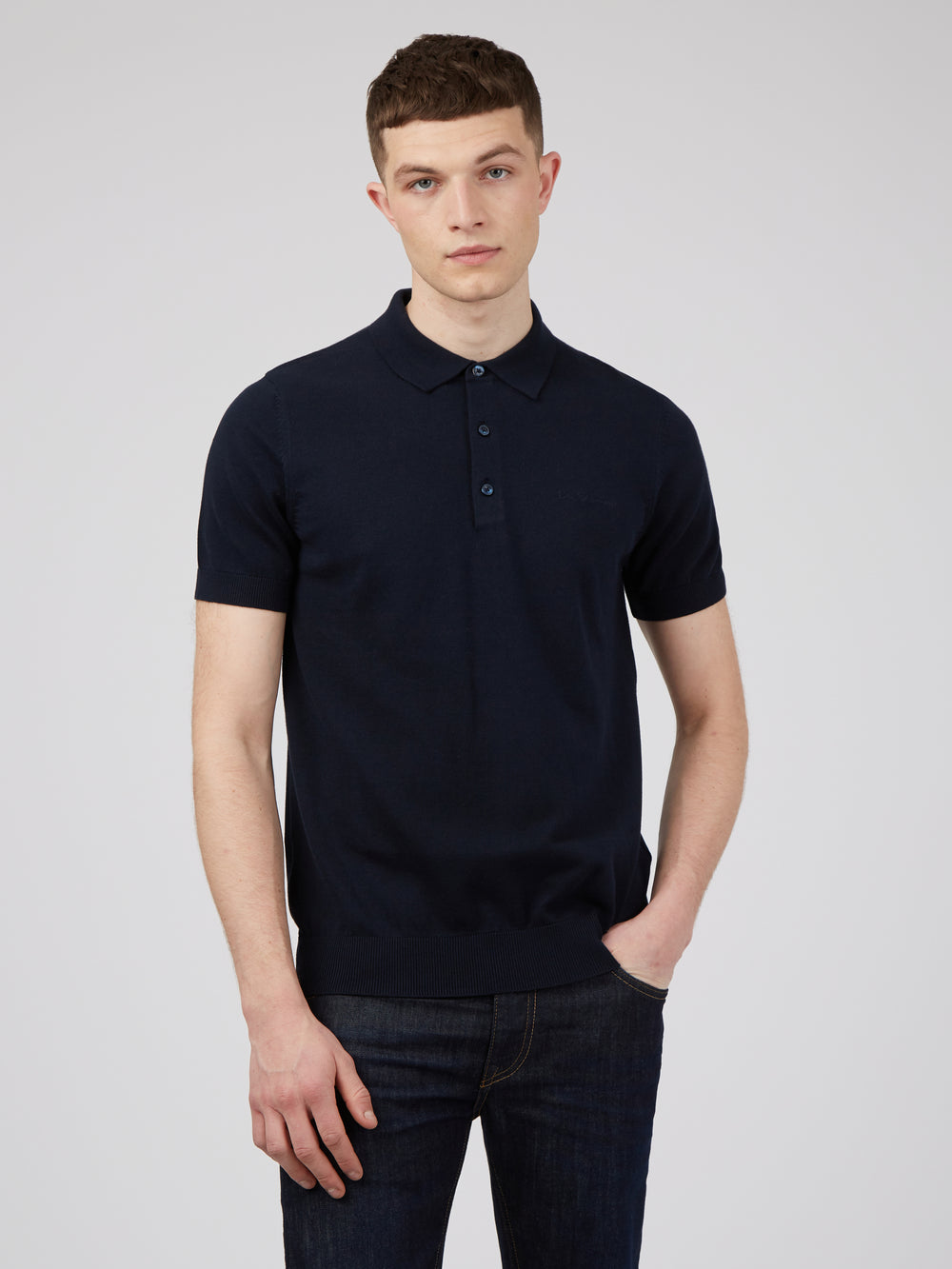 Pull à Col Polo Ben Sherman Signature Bleu Marine | OAU-65073489